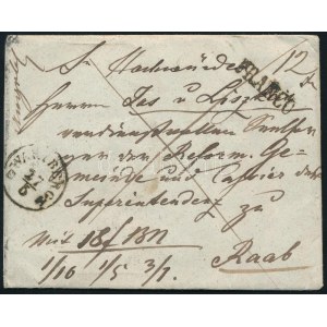 ~1855 Pénzes levél / Insured cover WARTBERG - Raab