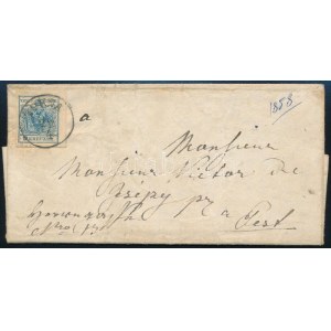 1858 9kr levélen / on cover TORNA - PESTH Früh