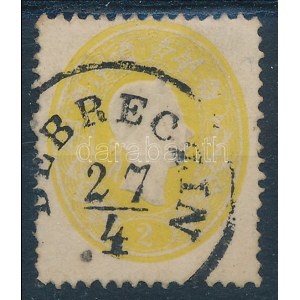 1861 2kr enyhén képbe fogazva / with shifted perforation. DEBRECZIN (8.800)