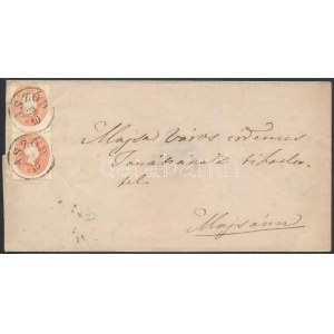 1861-1863 2 x 5kr levélen, eltérő színű és típusú bélyegek / 2 piece of different colour and type 5kr on cover ASZÓD ...