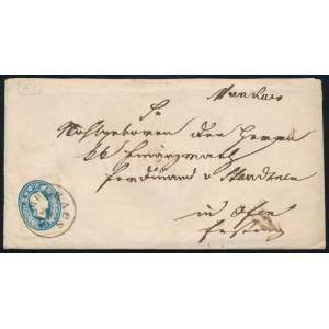 1863 15kr levélen / on cover MUNKÁCS - Ofen