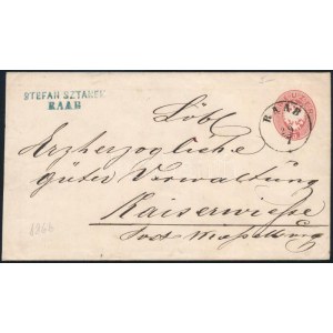 1866 5kr díjjegyes boríték / PS-cover RAAB