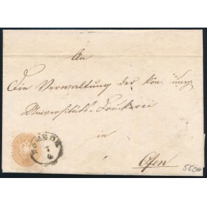 1864 15kr levélen / on cover ZOMBOR - Ofen