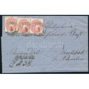 1864 3 x 5kr ajánlott levélen / on registered cover LISZKA - Karlstadt