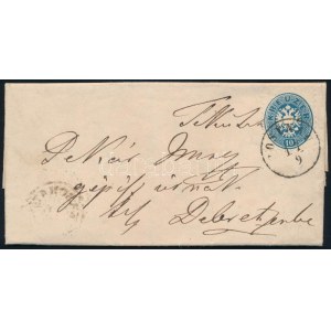 1865 10kr levélen / on cover ROSENAU - Debrecen