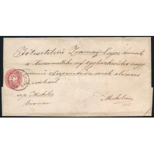1865 5kr levélen / on cover KIRÁLY HELMECZ - Miskolc