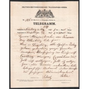 1865 Távirat / Telegramm Ödenburg - Wieselburg