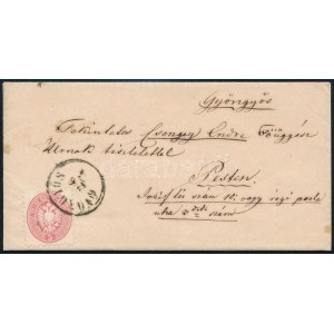 1866 5kr levélen / on cover GYÖNGYÖS - Pest