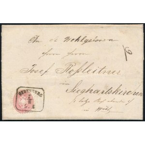1866 5kr levélen / on cover OEDENBURG - Sieghartskirchen (luxus bélyegzés)