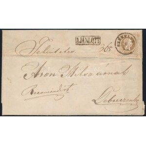 1867 15kr ajánlott levélen / on registered cover SZÉKELYHÍD