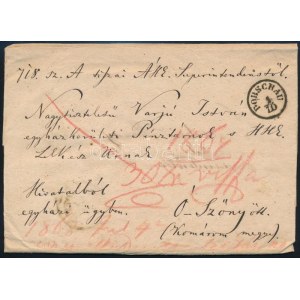 1868 Hivatalos levél kétszer felhasznált papírból / Official cover on reused paper DOBSCHAU - Ó...