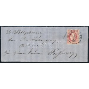 1869 5kr levélen / on cover VEREBÉLY - Pressbourg