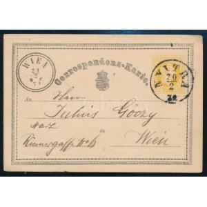 1871 2kr német nyelvű díjjegyes levelezőlap Bécsbe / 2kr PS-card to Vienna NYITRA