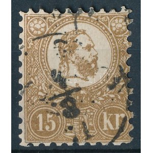 1871 Kőnyomat 15kr barna (29.000) / Mi 5 brown (javított bélyeg és fogazás / repaired stamp and perforation...