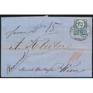 1872 Réznyomat 10kr + a hátoldalon 5kr (bontásnál eltépve) ajánlott levélen / on registered cover (5kr on backside...
