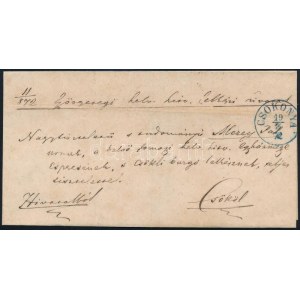 1872 Hivatalos levél / Official cover, kék / blue CSOKONYA