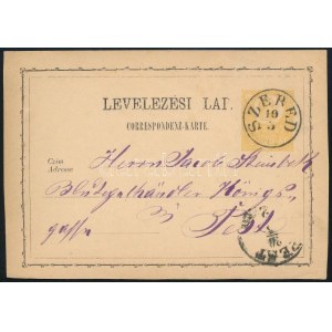 1872 2kr díjjegyes levelezőlap / PS-card SZERED
