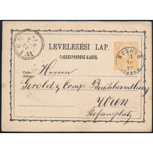 1873 2kr díjjegyes levelezőlap / PS-card ROZSNYÓ / GÖMÖRM.