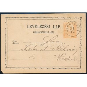 1873 2kr díjjegyes levelezőlap / PS-card SZOBRÁNCZ (Gudlin 400 p)