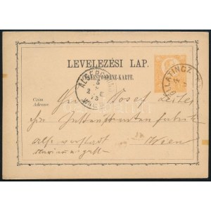 1873 2kr díjjegyes levelezőlap / PS-card BELLATINCZ