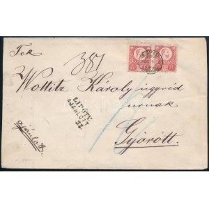 1874 4 x 5kr 2. súlyfokozatú ajánlott levélen / on 2nd weight class registered cover BUDAPEST / LIPÓTVÁROS ...