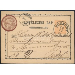 1874 2kr díjjegyes levelezőlap / PS-card POZSONY