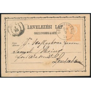 1874 2kr díjjegyes levelezőlap / PS-card GÖLNICZBÁNYA