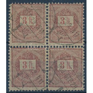 1888 Sztereo 3Ft négyestömb (14.000) / Mi 40 block of 4
