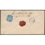 1879 Színes számú 10kr 5kr díjjegyes borítékon ajánlott levélként / 10kr on 5kr PS-cover as registered cover PAKS ...