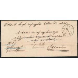 1883 Hivatalos levél / Official cover BAJNA / ESZT. MEGY.