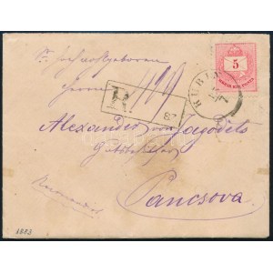 1883 3 x 5kr ajánlott levélen / on reigstered cover KUBIN - Pancsova