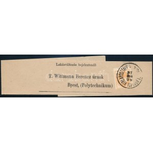 1886 Teljes címszalag Hírlapbélyeggel / Complete wrapper with Newspaper stamp BUDAPEST FŐPOSTA HÍRLAPOSZTÁLY...