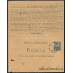 1888 35f díjjegyes zárt táviratlap 2f és 10f bérmentesítéssel MALACZKA / PS...