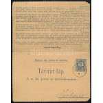 1889 35kr díjjegyes zárt táviratlap belül Színesszámú 2kr és Feketeszámú 12kr bérmentesítéssel / 35kr PS...