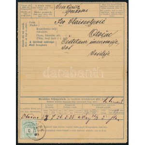~1890 35f díjjegyes kétnyelvű zárt táviratlap 3f bérmentesítéssel, kivésett dátummal KLENAK / bilingual PS...