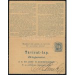 ~1890 35f díjjegyes kétnyelvű zárt táviratlap 3f bérmentesítéssel, kivésett dátummal KLENAK / bilingual PS...
