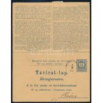 1890 35f díjjegyes kétnyelvű zárt táviratlap 2f + 2 x 5f bérmentesítéssel NASIČ / bilingual PS...
