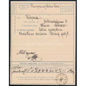 1893 35f díjjegyes zárt táviratlap FORRÓ-ENCS / PS-telegram card