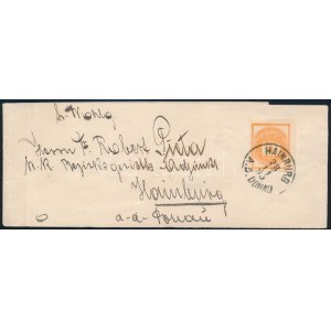 1895 Teljes újságszalag 1kr Hírlapbélyeggel bérmentesítve / Newspaper wrapper franked with 1kr Newspaper stamp ...