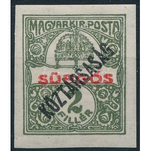 1918 Sürgős/Köztársaság vágott bélyeg / Mi 222 imperforate stamp