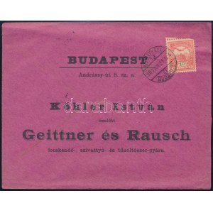 1900 Turul 10f levélen KIRÁLYHÁZA-BUDAPEST vasúti bélyegzéssel / Cover with railway postmark