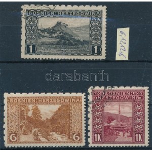 3 db bélyeg vegyes fogazással / 3 stamps with mixed perforation