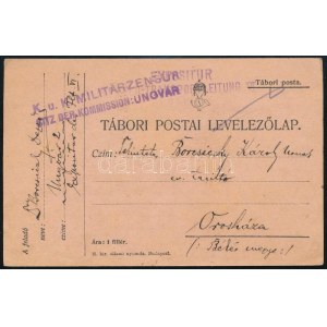 1915 Tábori posta levelezőlap / Field postcard K.U.K. MILITÄRZENSUR SITZ DER KOMMISSION: UNGVÁR + ...