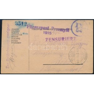 1915 Fliegerpost Przemysl cenzúrás tábori posta lap Bősre / Censored field postcard to Boos