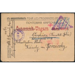 1917 Hadifogoly zárt levelezőlap Oroszországból / POW cover card from Russia