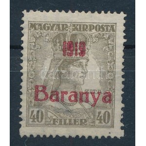 Baranya I. 1919 Zita 40f Signed: Bodor