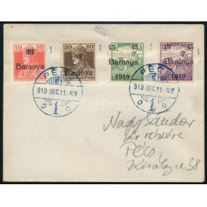 1919 Pécs helyi levél 4 db bélyeggel / Local cover. Signed: Bodor