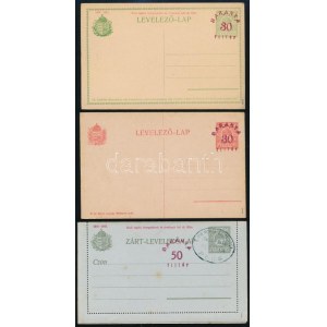 Baranya 1919 3 klf felülnyomott díjjegyes levelezőlap, használatlanok / 3 different overprintes PS-card, unused. Signed...