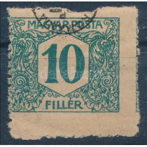 Debrecen II. 1920 Portó 10f elcsúszott, fordított felülnyomással / Mi P18 with shifted, inverted overprint. Signed...