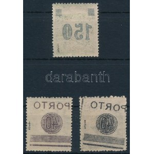 Temesvár 1919 3 db bélyeg gépszínátnyomattal / with machine offset. Signed: Bodor